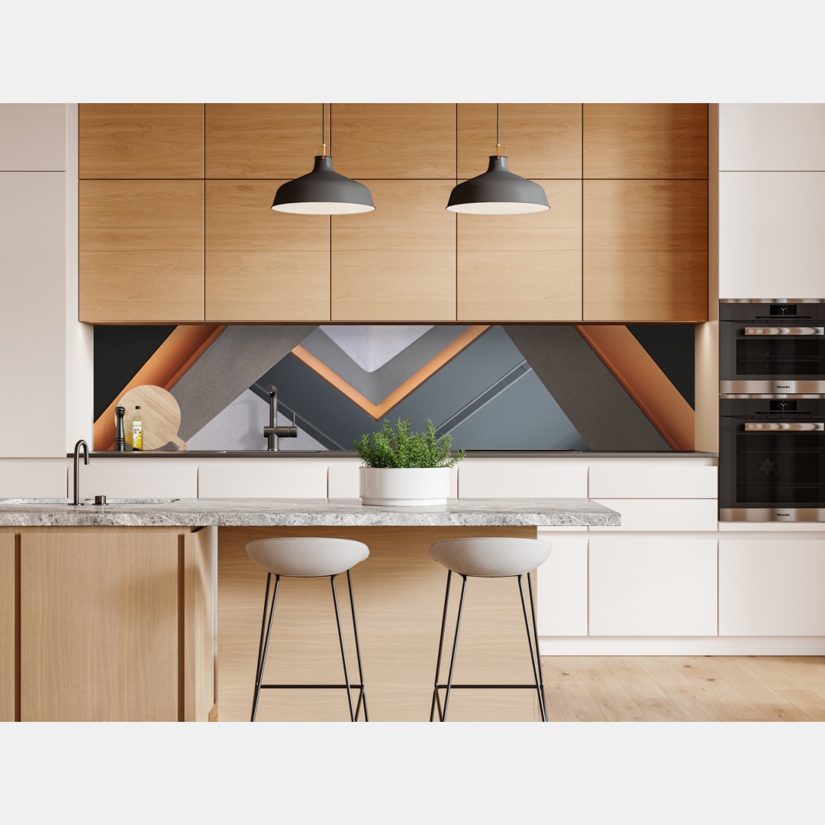 Repositionierbarer Aufkleber minimalistisches geometrisches interieur mit oberlicht – Wallnifity® Repositionierbarer Aufkleber minimalistisches geometrisches interieur mit oberlicht – Wallnifity®