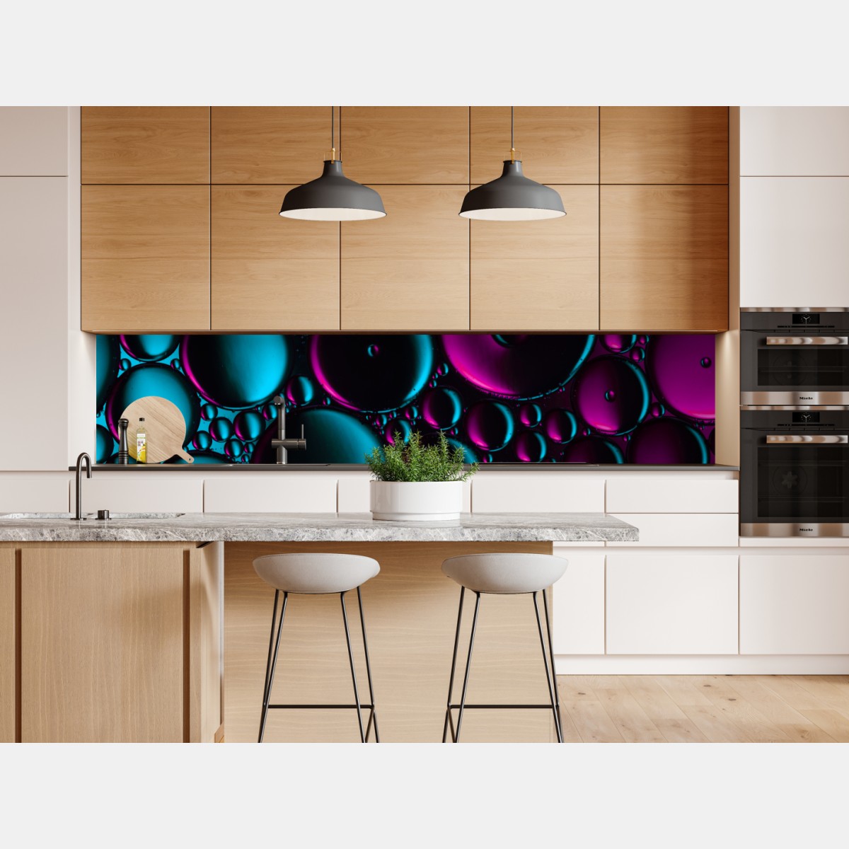 Repositionierbarer Aufkleber türkis-magenta blasenmuster – Wallnifity® Repositionierbarer Aufkleber türkis-magenta blasenmuster – Wallnifity®