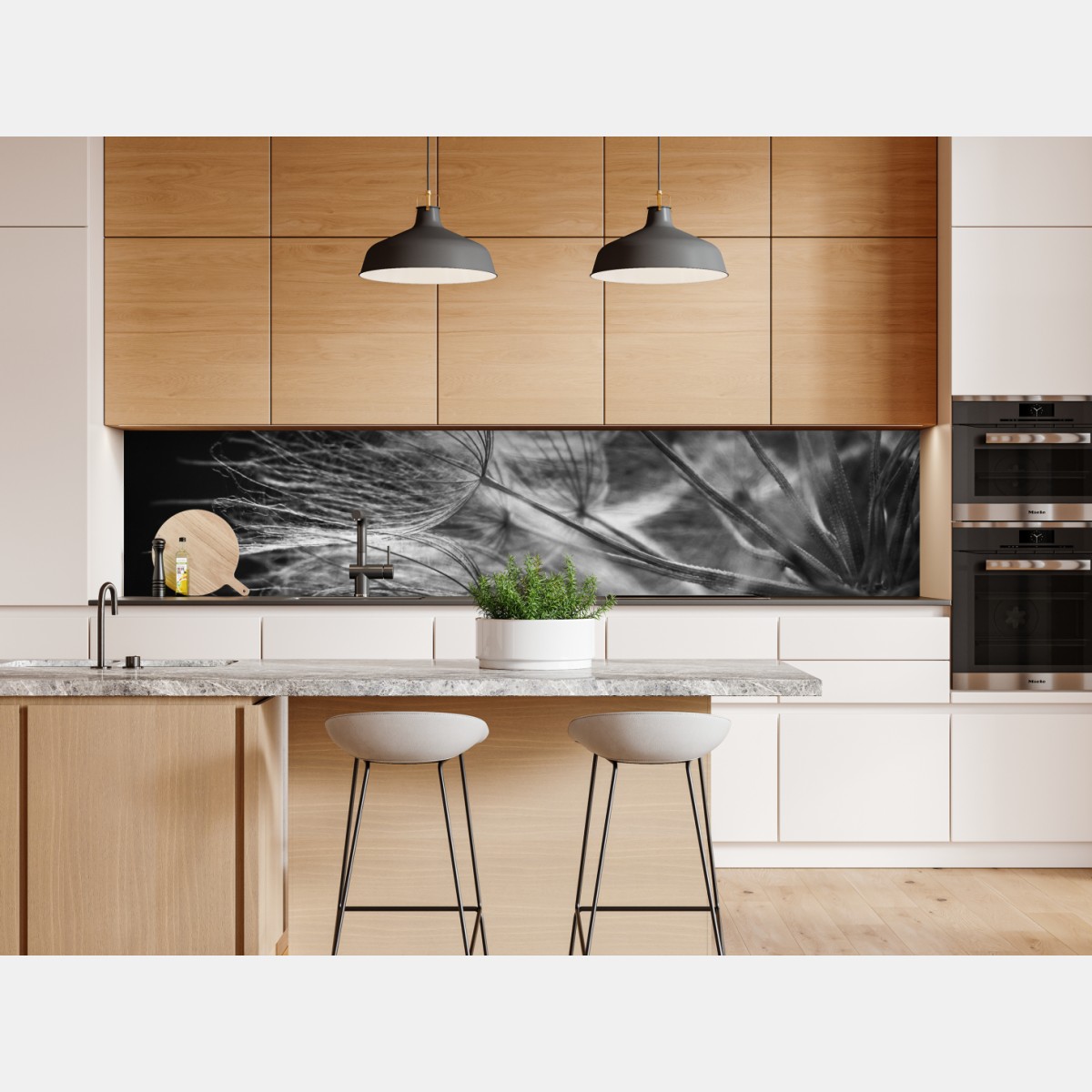 Repositionierbarer Aufkleber zarter löwenzahn in monochrom – Wallnifity® Repositionierbarer Aufkleber zarter löwenzahn in monochrom – Wallnifity®