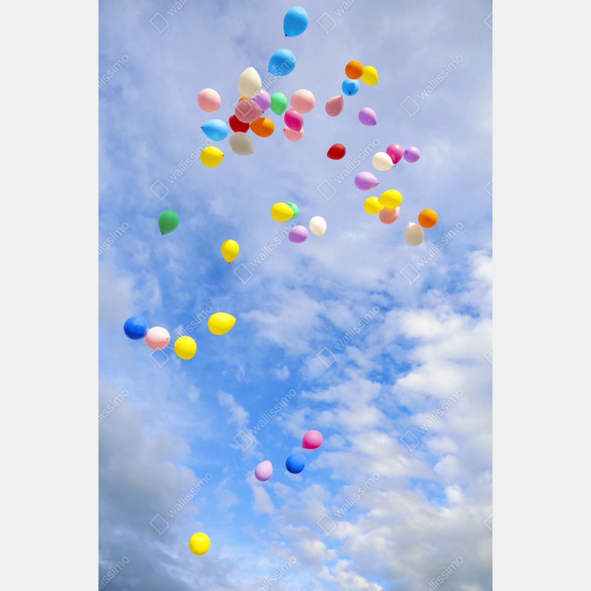 Repositionierbarer Aufkleber bunte luftballons steigen in den himmel – Wallnifity® Repositionierbarer Aufkleber bunte luftballons steigen in den himmel – Wallnifity®