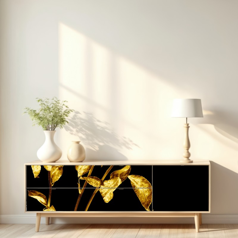 Repositionierbarer Aufkleber goldene rosen vor schwarzem hintergrund – Wallnifity® Repositionierbarer Aufkleber goldene rosen vor schwarzem hintergrund – Wallnifity®