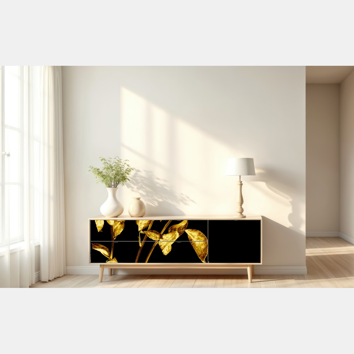 Repositionierbarer Aufkleber goldene rosen vor schwarzem hintergrund – Wallnifity® Repositionierbarer Aufkleber goldene rosen vor schwarzem hintergrund – Wallnifity®