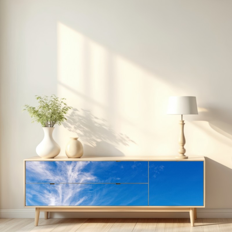 Repositionierbarer Aufkleber ruhige wiese unter blauem himmel – Wallnifity® Repositionierbarer Aufkleber ruhige wiese unter blauem himmel – Wallnifity®