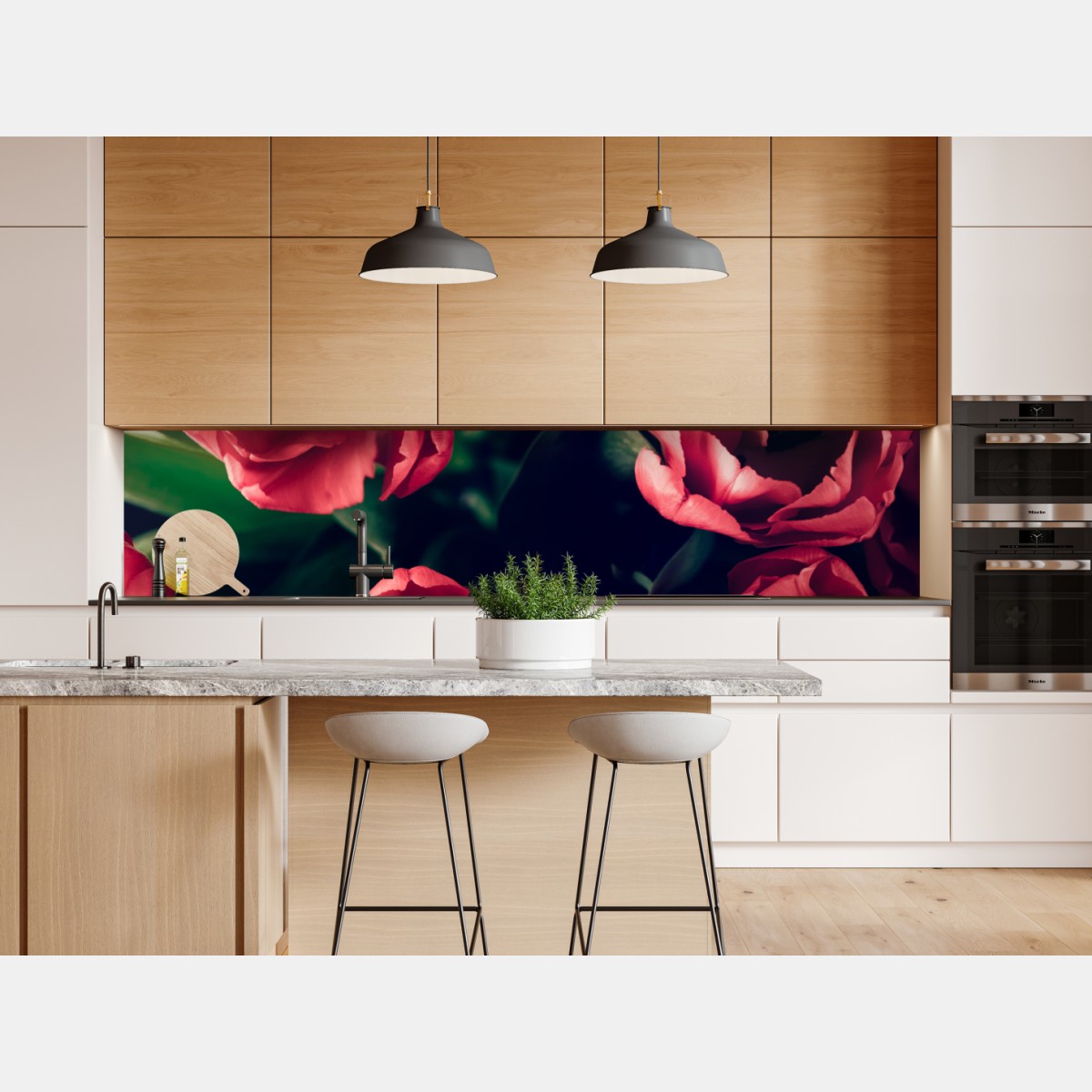 Repositionierbarer Aufkleber stimmungsvolles rosa tulpenbukett – Wallnifity® Repositionierbarer Aufkleber stimmungsvolles rosa tulpenbukett – Wallnifity®