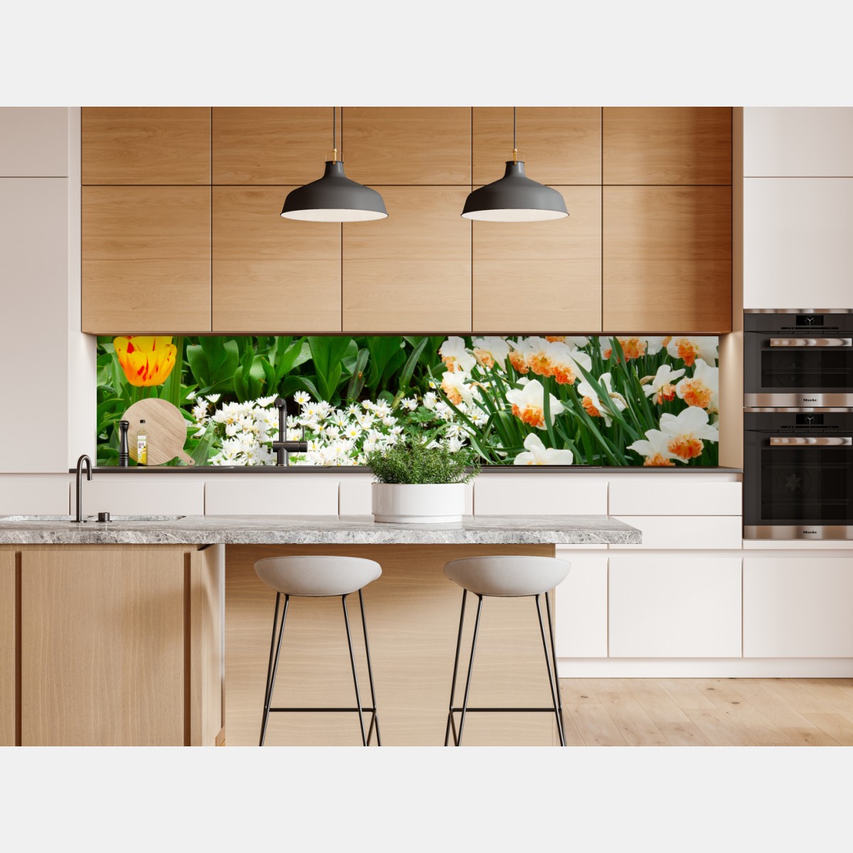 Repositionierbarer Aufkleber lebendiger frühlingsblumengarten – Wallnifity® Repositionierbarer Aufkleber lebendiger frühlingsblumengarten – Wallnifity®