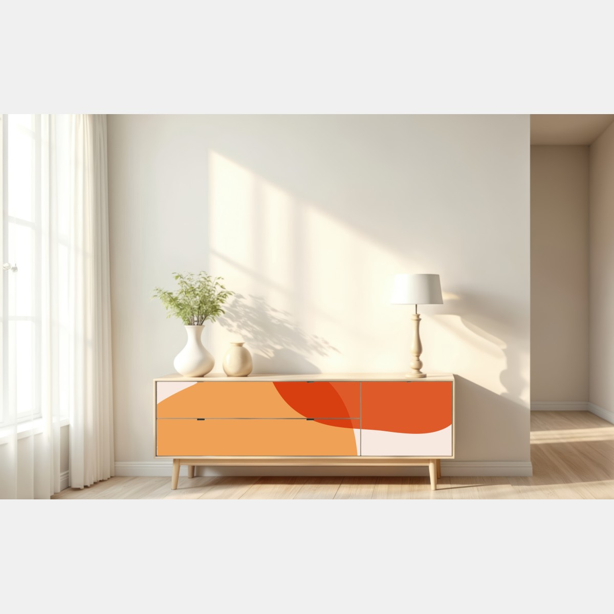 Repositionierbarer Aufkleber warme abstrakte formen – Wallnifity® Repositionierbarer Aufkleber warme abstrakte formen – Wallnifity®