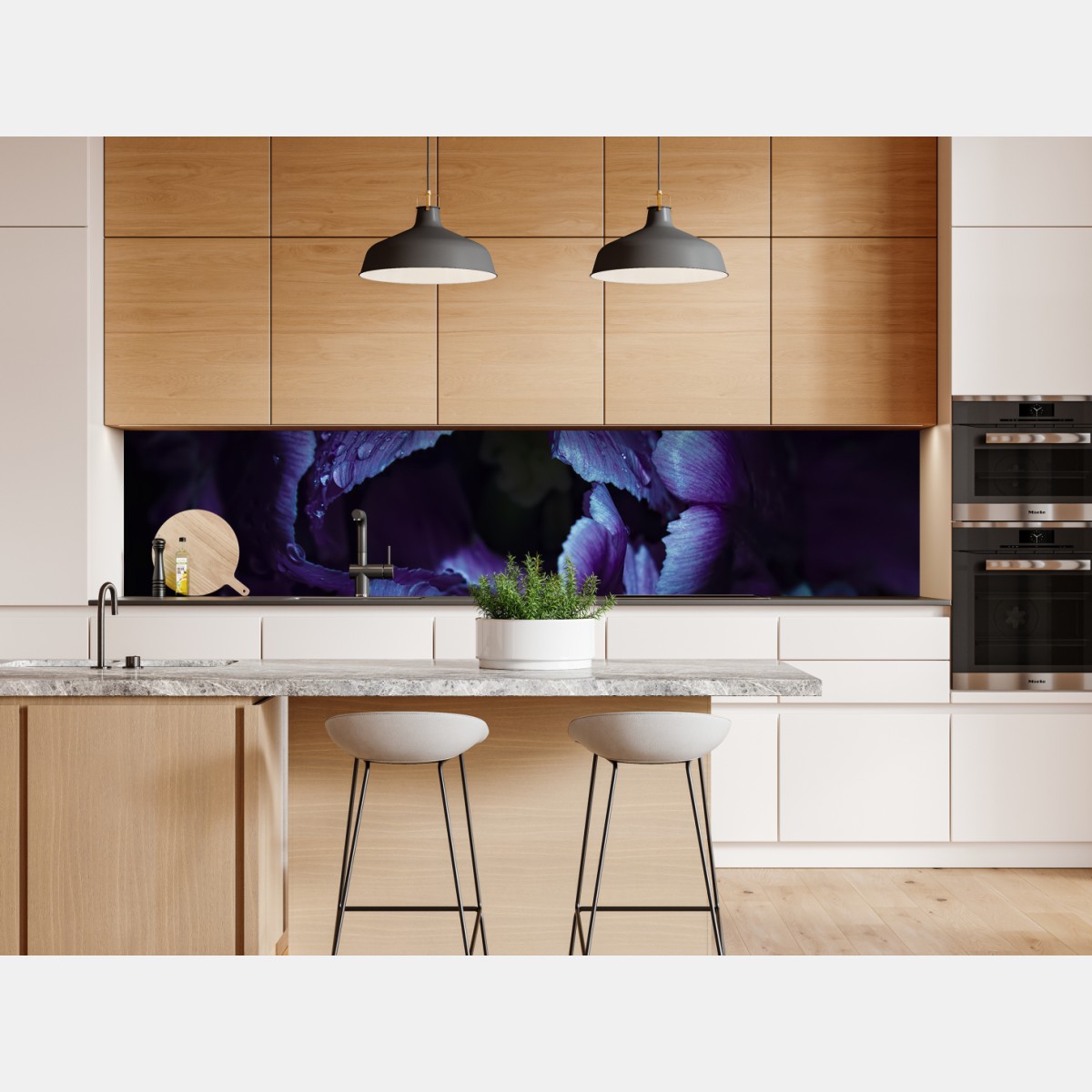 Repositionierbarer Aufkleber lila tulpe im ultravioletten licht – Wallnifity® Repositionierbarer Aufkleber lila tulpe im ultravioletten licht – Wallnifity®