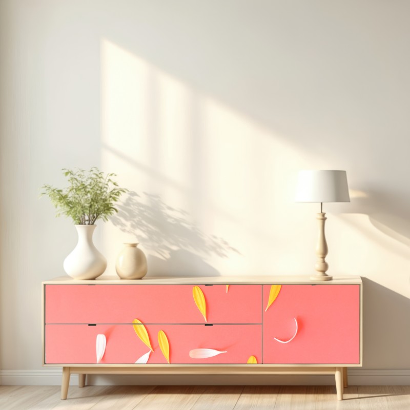 Repositionierbarer Aufkleber sonnige gelbe gerbera auf korallfarbenem hintergrund – Wallnifity® Repositionierbarer Aufkleber sonnige gelbe gerbera auf korallfarbenem hintergrund – Wallnifity®