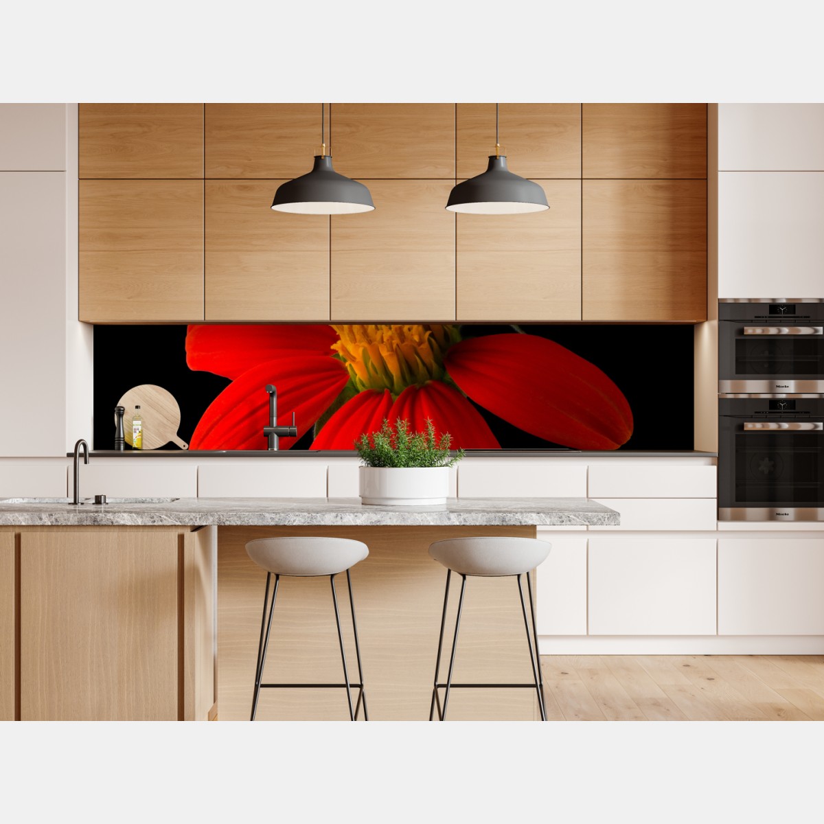 Repositionierbarer Aufkleber leuchtende mexikanische sonnenblume auf schwarzem hintergrund – Wallnifity® Repositionierbarer Aufkleber leuchtende mexikanische sonnenblume auf schwarzem hintergrund – Wallnifity®
