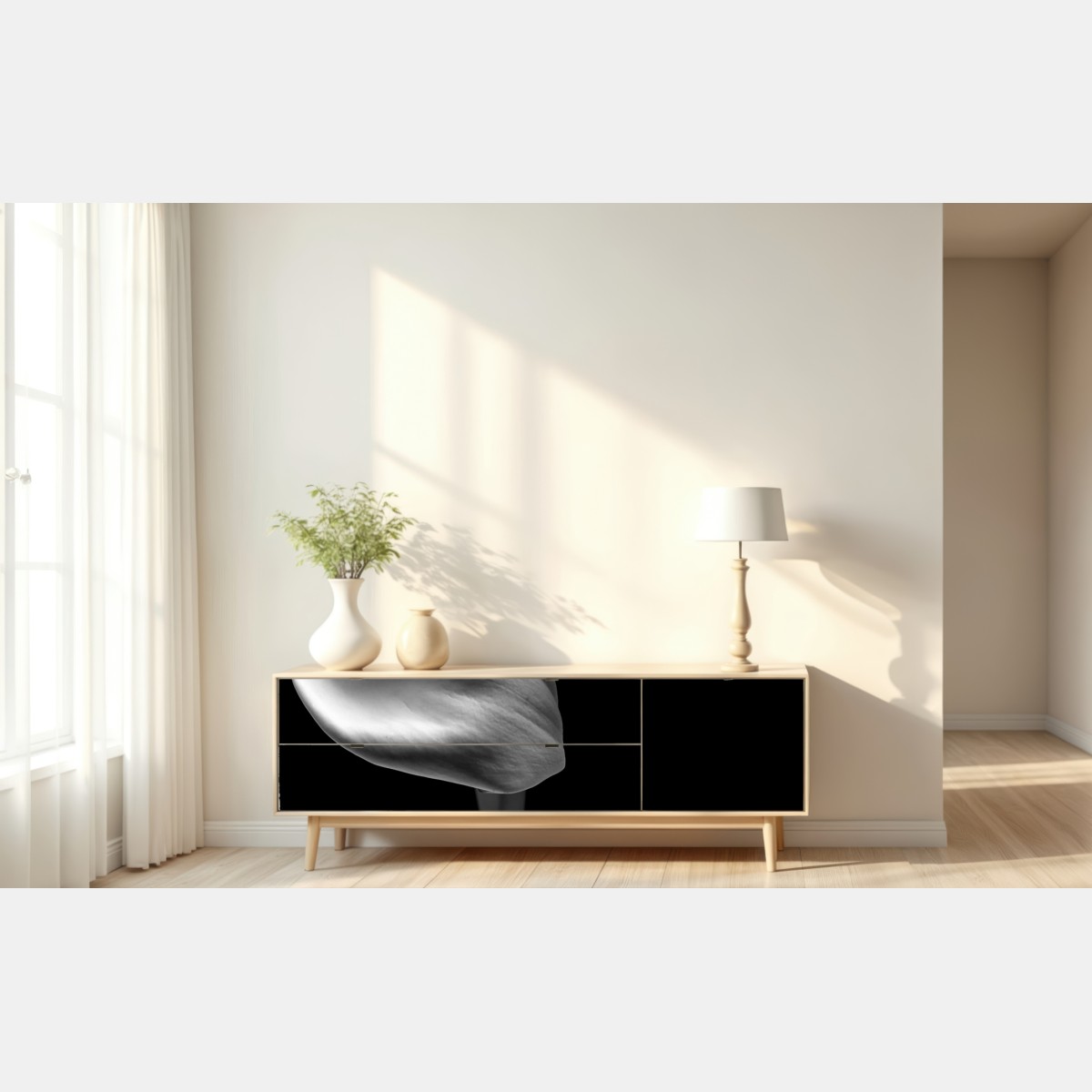 Repositionierbarer Aufkleber elegante calla-blüten in monochrom – Wallnifity® Repositionierbarer Aufkleber elegante calla-blüten in monochrom – Wallnifity®