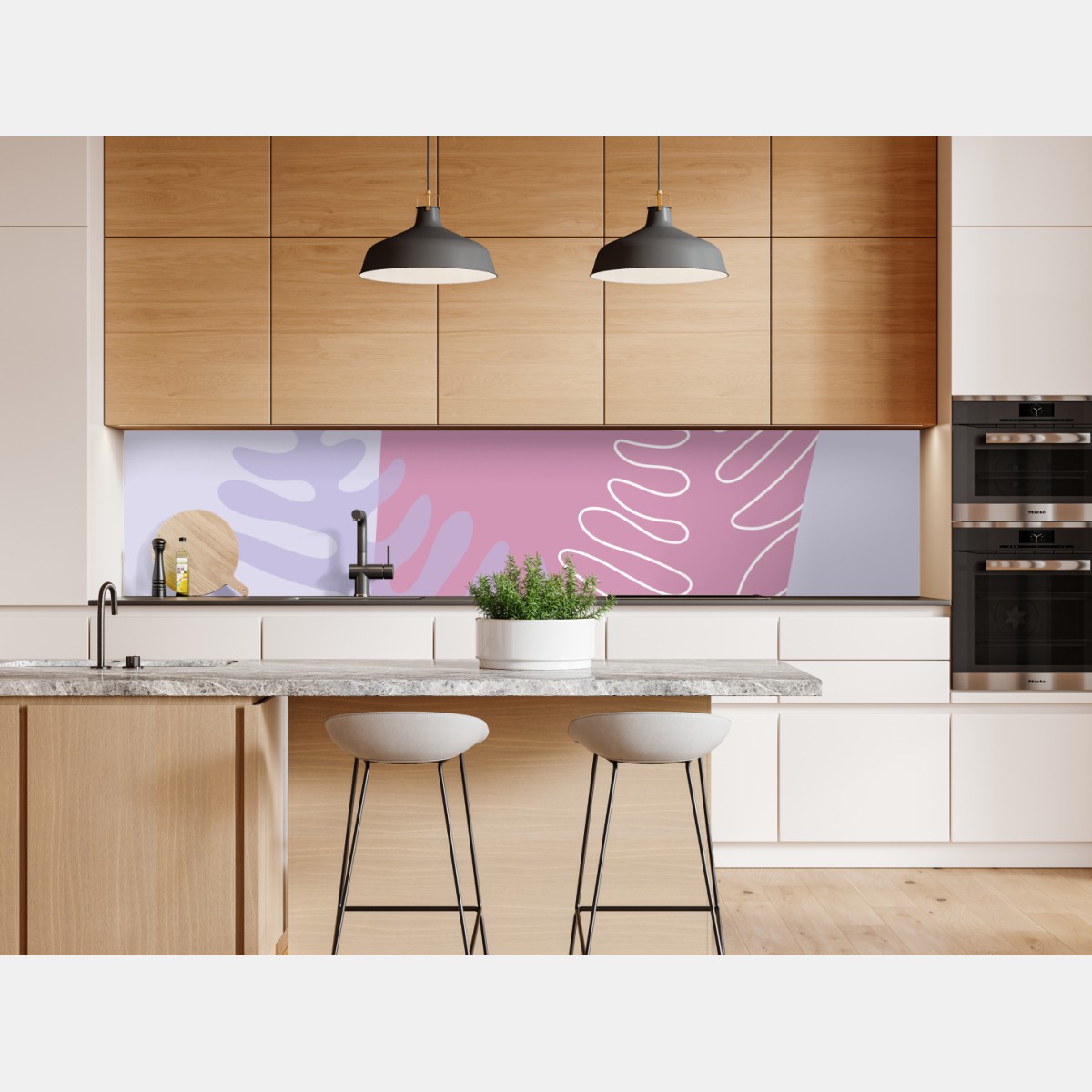 Repositionierbarer Aufkleber zarte pastell-botanische abstraktion – Wallnifity® Repositionierbarer Aufkleber zarte pastell-botanische abstraktion – Wallnifity®