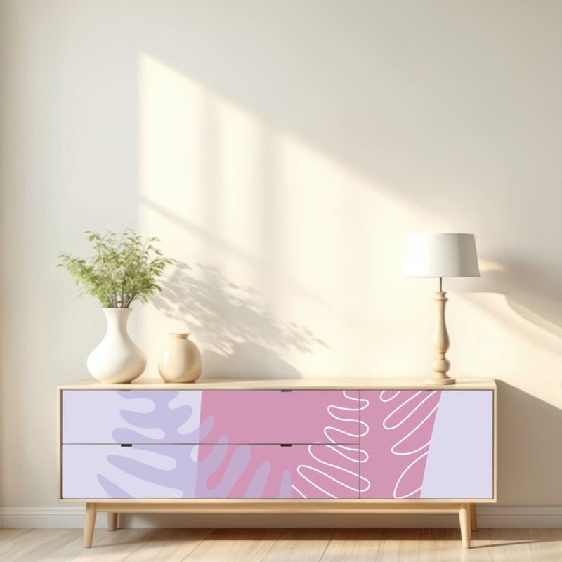 Repositionierbarer Aufkleber zarte pastell-botanische abstraktion – Wallnifity® Repositionierbarer Aufkleber zarte pastell-botanische abstraktion – Wallnifity®