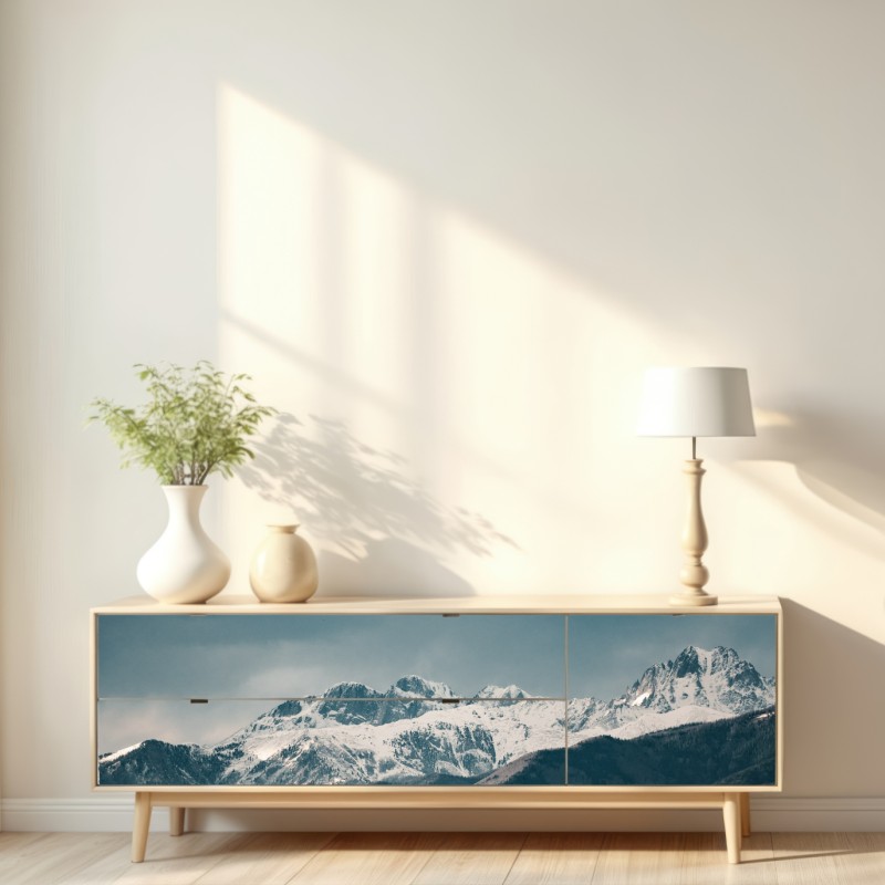 Repositionierbarer Aufkleber wüstendünen vor schneebedeckten gipfeln – Wallnifity® Repositionierbarer Aufkleber wüstendünen vor schneebedeckten gipfeln – Wallnifity®