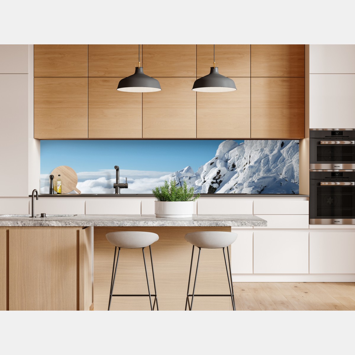 Repositionierbarer Aufkleber ruhige verschneite berglandschaft – Wallnifity® Repositionierbarer Aufkleber ruhige verschneite berglandschaft – Wallnifity®