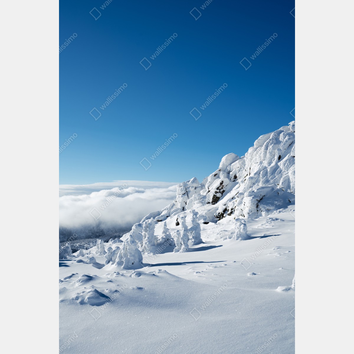 Repositionierbarer Aufkleber ruhige verschneite berglandschaft – Wallnifity® Repositionierbarer Aufkleber ruhige verschneite berglandschaft – Wallnifity®