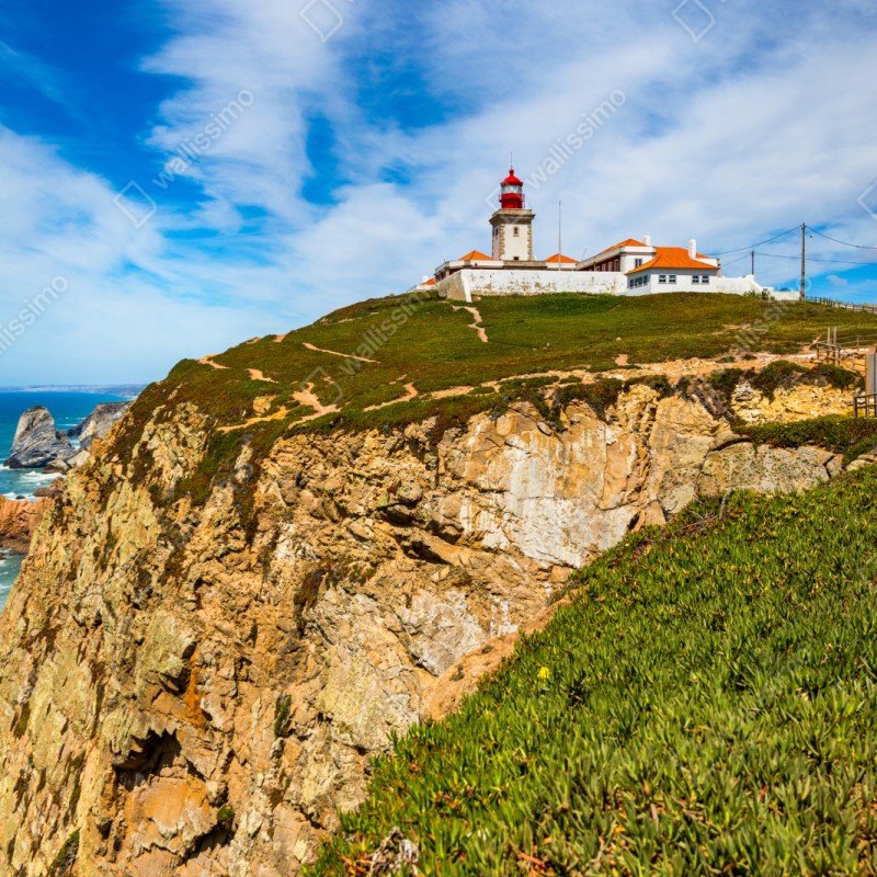 Repositionierbarer Aufkleber leuchtturm auf den klippen von Cabo da Roca – Wallnifity® Repositionierbarer Aufkleber leuchtturm auf den klippen von Cabo da Roca – Wallnifity®