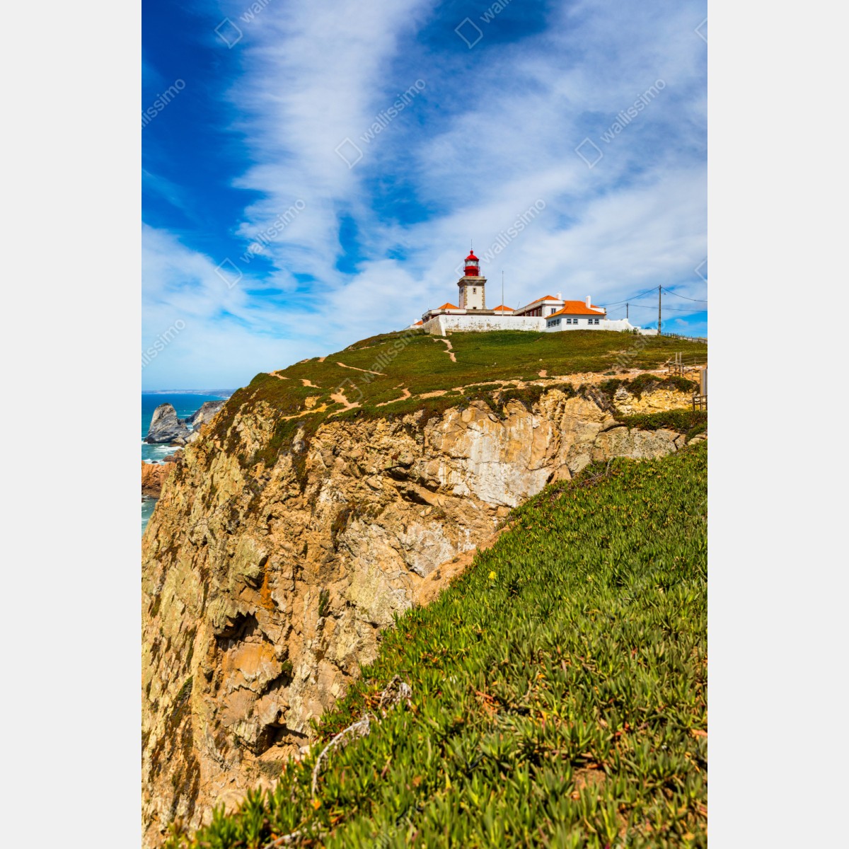 Repositionierbarer Aufkleber leuchtturm auf den klippen von Cabo da Roca – Wallnifity® Repositionierbarer Aufkleber leuchtturm auf den klippen von Cabo da Roca – Wallnifity®