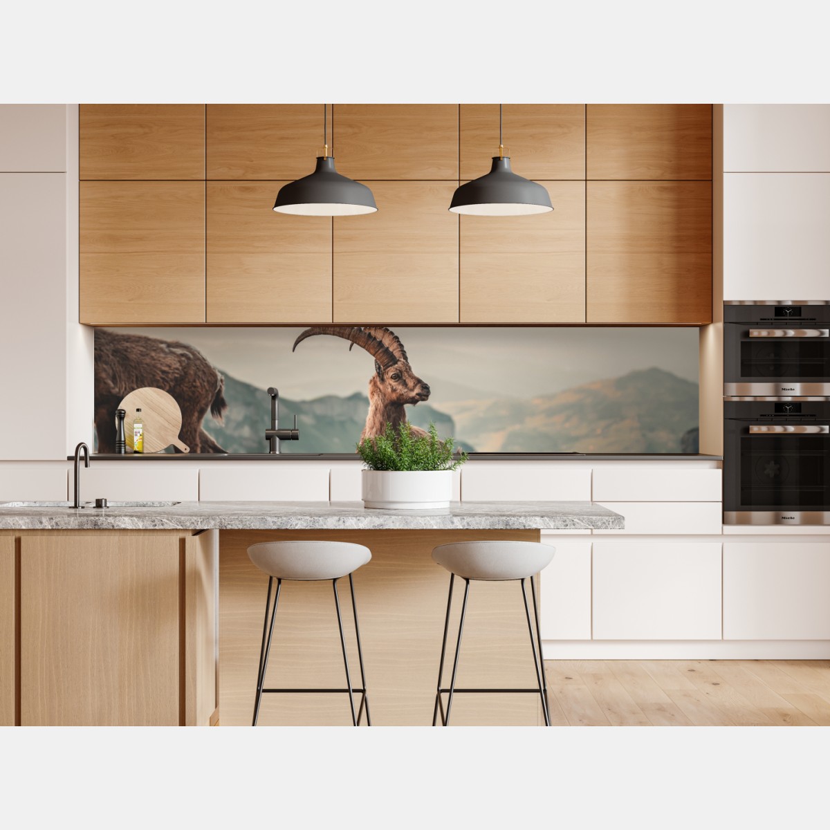 Repositionierbarer Aufkleber alpensteinbock auf felsigem kamm – Wallnifity® Repositionierbarer Aufkleber alpensteinbock auf felsigem kamm – Wallnifity®