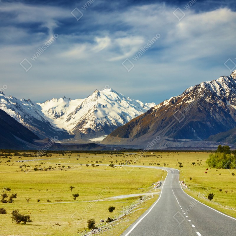 Repositionierbarer Aufkleber straße zu den Südlichen Alpen, Neuseeland – Wallnifity® Repositionierbarer Aufkleber straße zu den Südlichen Alpen, Neuseeland – Wallnifity®