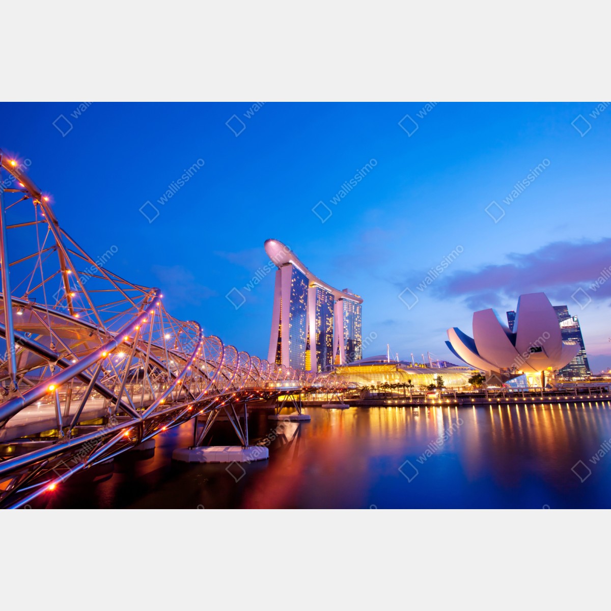 Repositionierbarer Aufkleber stadtbild Marina Bay bei dämmerung – Wallnifity® Repositionierbarer Aufkleber stadtbild Marina Bay bei dämmerung – Wallnifity®