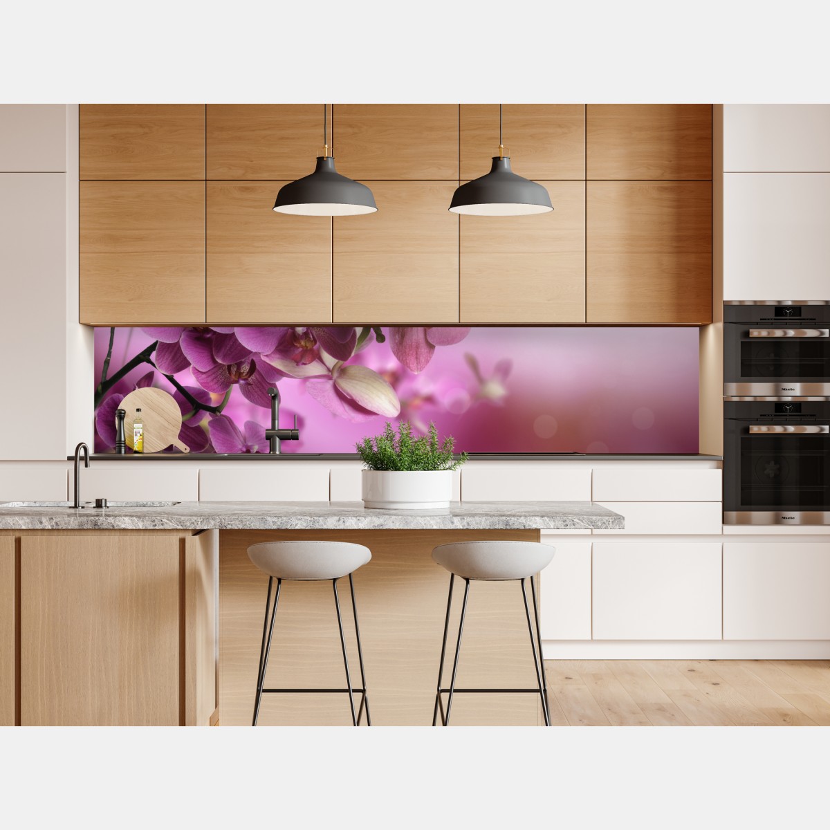 Repositionierbarer Aufkleber rosa orchideen spiegelung – Wallnifity® Repositionierbarer Aufkleber rosa orchideen spiegelung – Wallnifity®