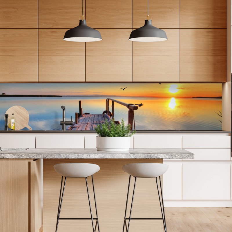 Repositionierbarer Aufkleber sonnenuntergang über New York – Wallnifity®