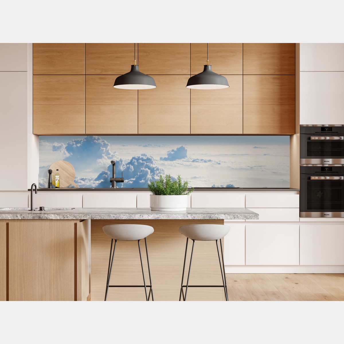 Repositionierbarer Aufkleber luftige wolkenlandschaft im soften blau – Wallnifity® Repositionierbarer Aufkleber luftige wolkenlandschaft im soften blau – Wallnifity®