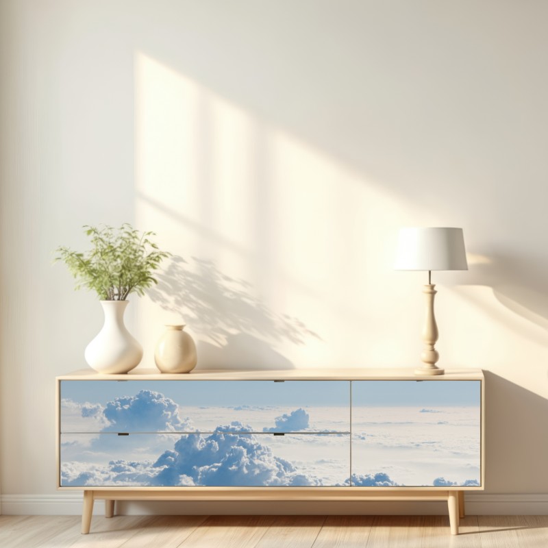 Repositionierbarer Aufkleber luftige wolkenlandschaft im soften blau – Wallnifity® Repositionierbarer Aufkleber luftige wolkenlandschaft im soften blau – Wallnifity®