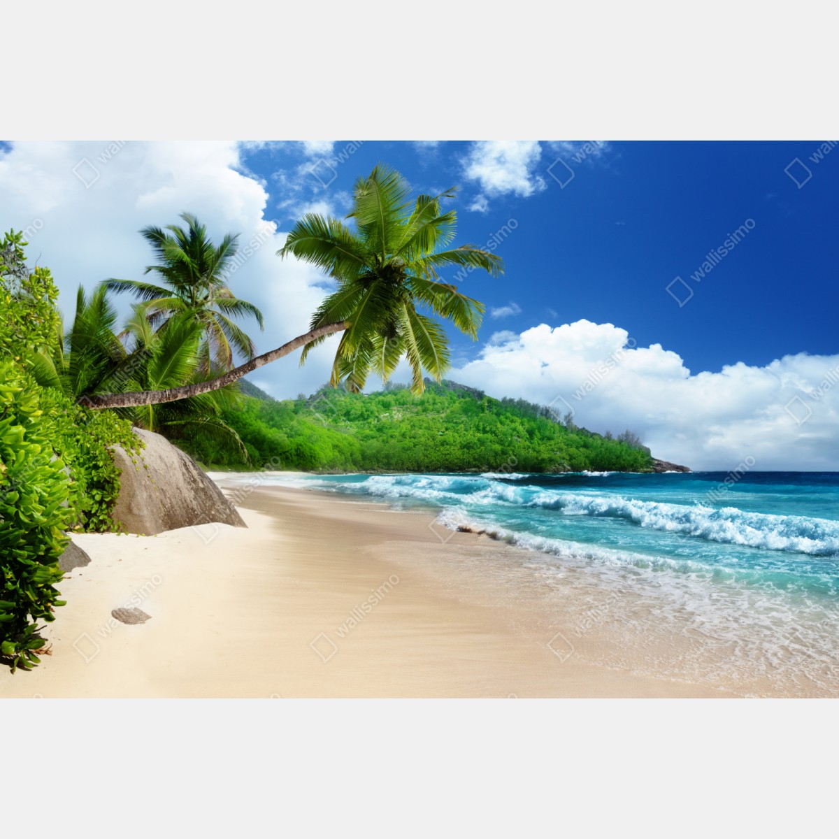 Repositionierbarer Aufkleber ruhiger tropischer strand auf Mahe, Seychellen – Wallnifity® Repositionierbarer Aufkleber ruhiger tropischer strand auf Mahe, Seychellen – Wallnifity®