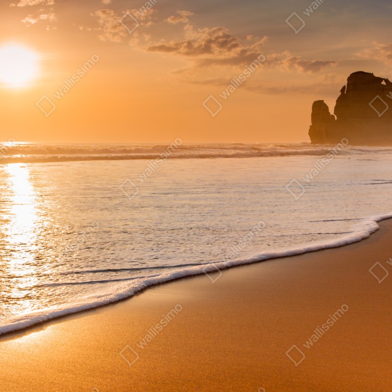 Repositionierbarer Aufkleber goldener sonnenuntergang am strand – Wallnifity® Repositionierbarer Aufkleber goldener sonnenuntergang am strand – Wallnifity®