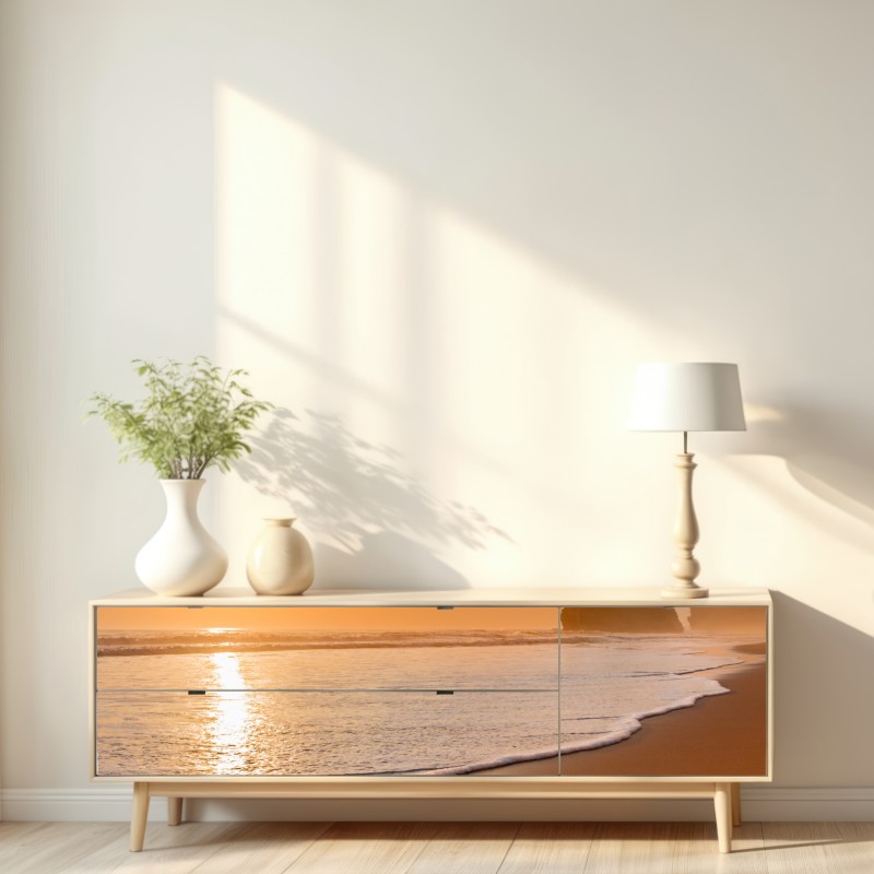 Repositionierbarer Aufkleber goldener sonnenuntergang am strand – Wallnifity® Repositionierbarer Aufkleber goldener sonnenuntergang am strand – Wallnifity®
