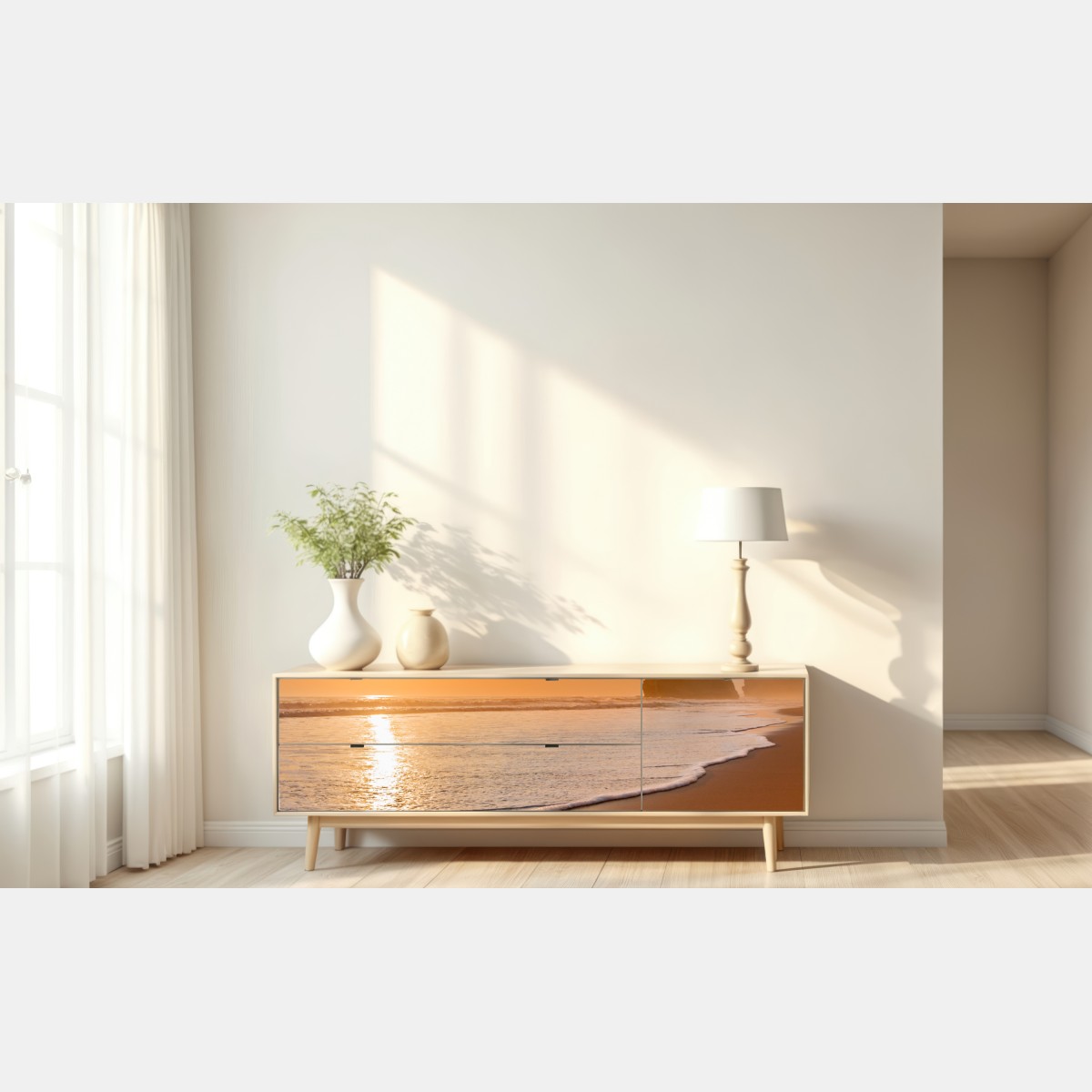 Repositionierbarer Aufkleber goldener sonnenuntergang am strand – Wallnifity® Repositionierbarer Aufkleber goldener sonnenuntergang am strand – Wallnifity®