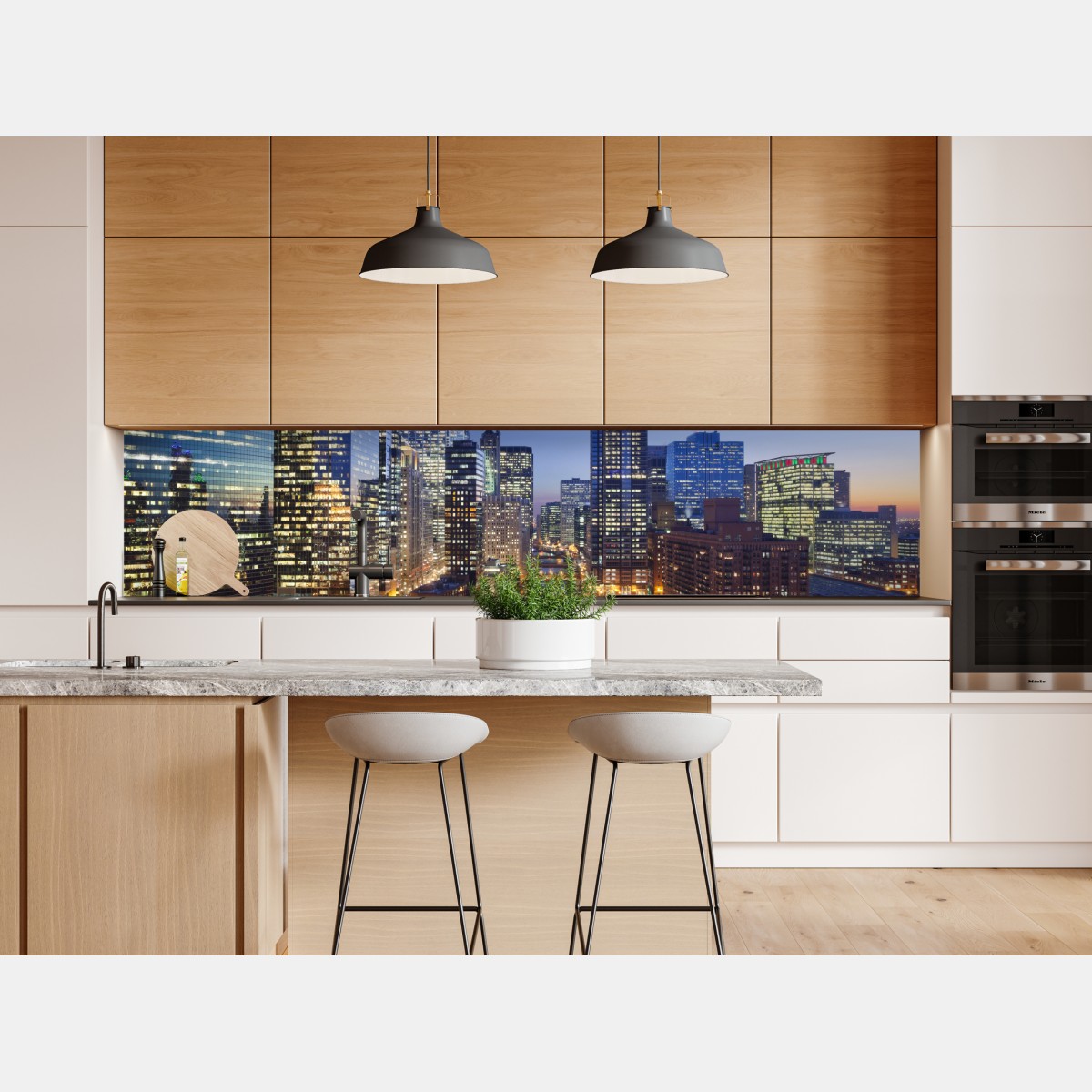 Repositionierbarer Aufkleber Chicago skyline bei dämmerung – Wallnifity® Repositionierbarer Aufkleber Chicago skyline bei dämmerung – Wallnifity®