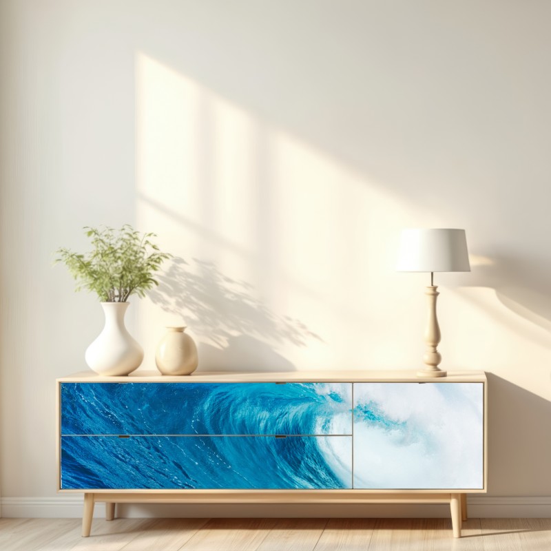 Repositionierbarer Aufkleber majestätische blaue ozeanwelle – Wallnifity® Repositionierbarer Aufkleber majestätische blaue ozeanwelle – Wallnifity®