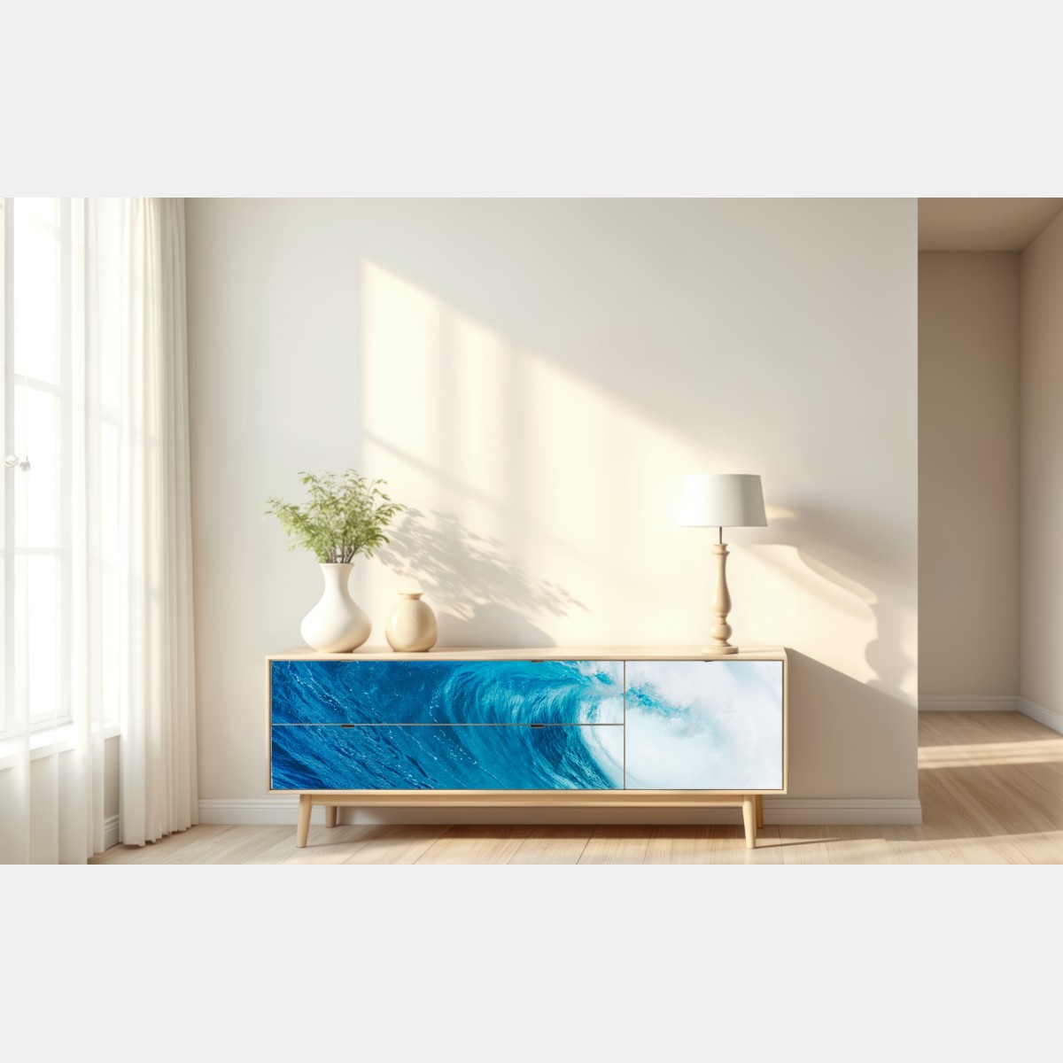 Repositionierbarer Aufkleber majestätische blaue ozeanwelle – Wallnifity® Repositionierbarer Aufkleber majestätische blaue ozeanwelle – Wallnifity®