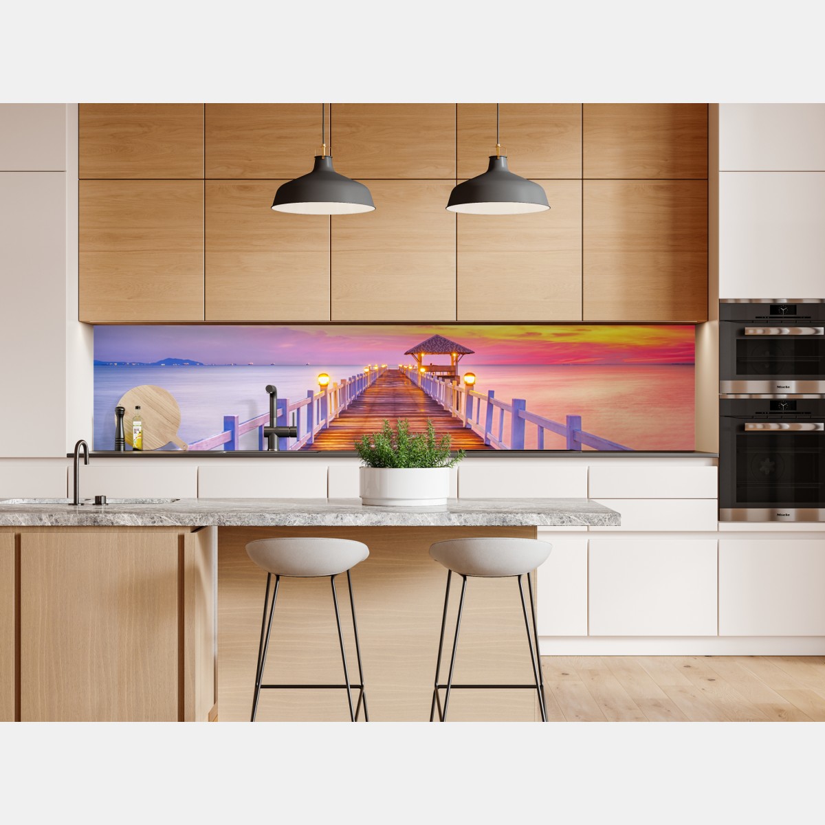 Repositionierbarer Aufkleber sonnenuntergang am steg zum ruhigen horizont – Wallnifity® Repositionierbarer Aufkleber sonnenuntergang am steg zum ruhigen horizont – Wallnifity®