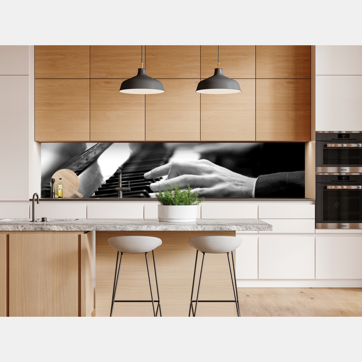 Repositionierbarer Aufkleber intime hände auf klaviertasten in monochrom – Wallnifity® Repositionierbarer Aufkleber intime hände auf klaviertasten in monochrom – Wallnifity®