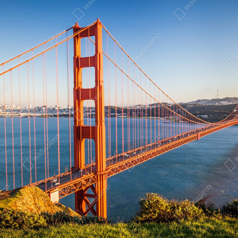 Repositionierbarer Aufkleber panoramablick auf die Golden Gate Bridge – Wallnifity® Repositionierbarer Aufkleber panoramablick auf die Golden Gate Bridge – Wallnifity®