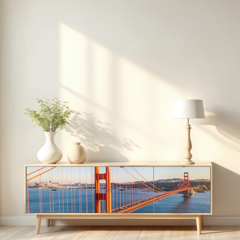 Repositionierbarer Aufkleber panoramablick auf die Golden Gate Bridge – Wallnifity® Repositionierbarer Aufkleber panoramablick auf die Golden Gate Bridge – Wallnifity®