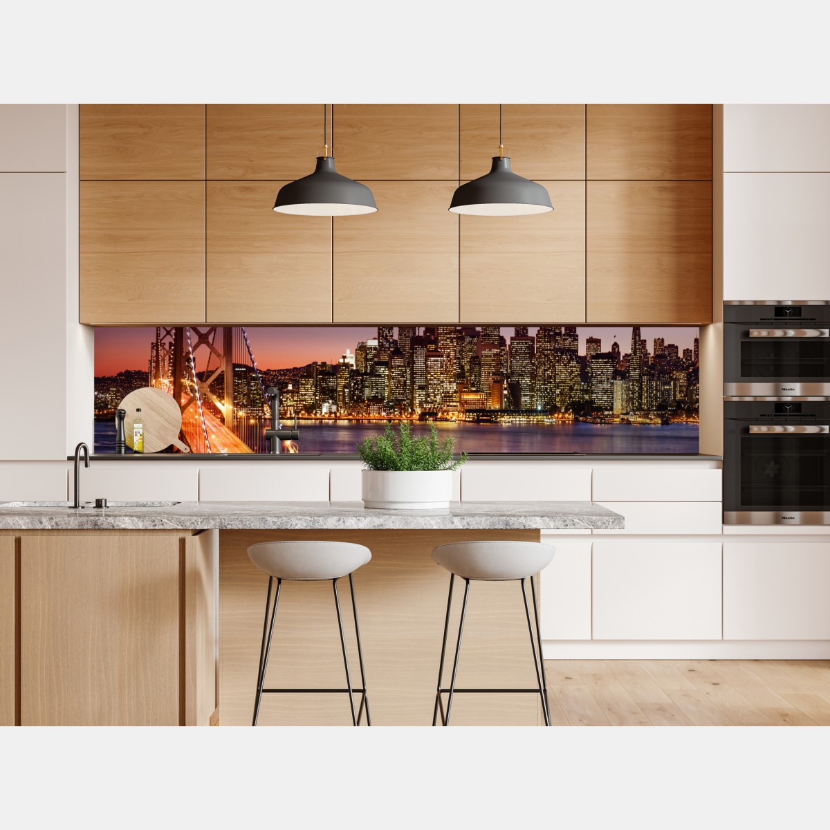 Repositionierbarer Aufkleber San Francisco skyline bei sonnenuntergang – Wallnifity® Repositionierbarer Aufkleber San Francisco skyline bei sonnenuntergang – Wallnifity®