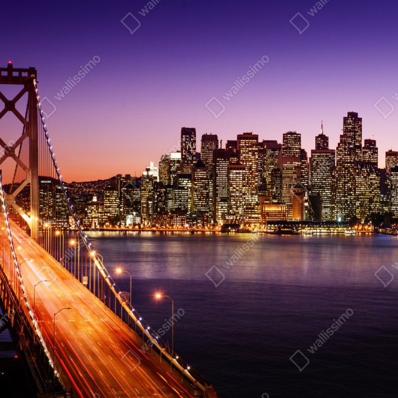 Repositionierbarer Aufkleber San Francisco skyline bei sonnenuntergang – Wallnifity® Repositionierbarer Aufkleber San Francisco skyline bei sonnenuntergang – Wallnifity®