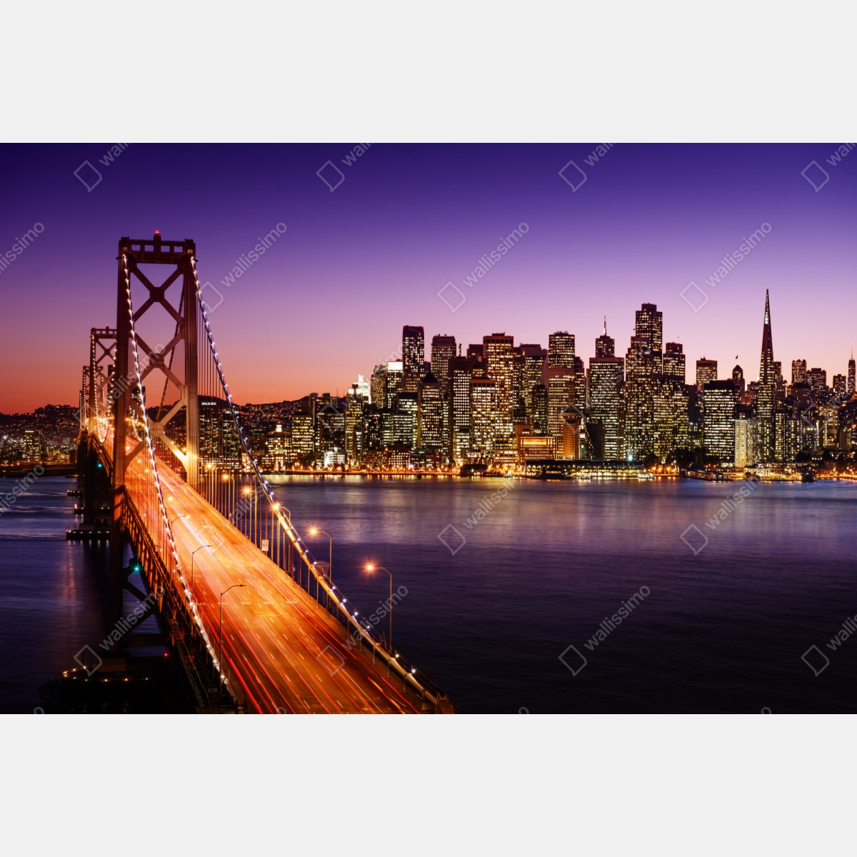 Repositionierbarer Aufkleber San Francisco skyline bei sonnenuntergang – Wallnifity® Repositionierbarer Aufkleber San Francisco skyline bei sonnenuntergang – Wallnifity®