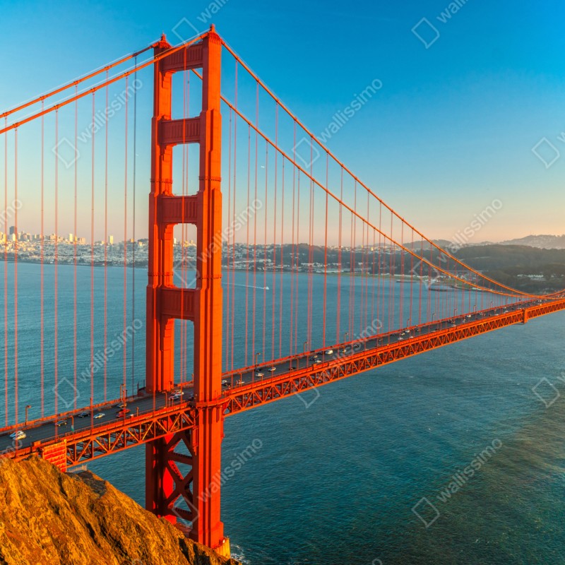 Repositionierbarer Aufkleber Golden Gate bei sonnenuntergang – Wallnifity® Repositionierbarer Aufkleber Golden Gate bei sonnenuntergang – Wallnifity®
