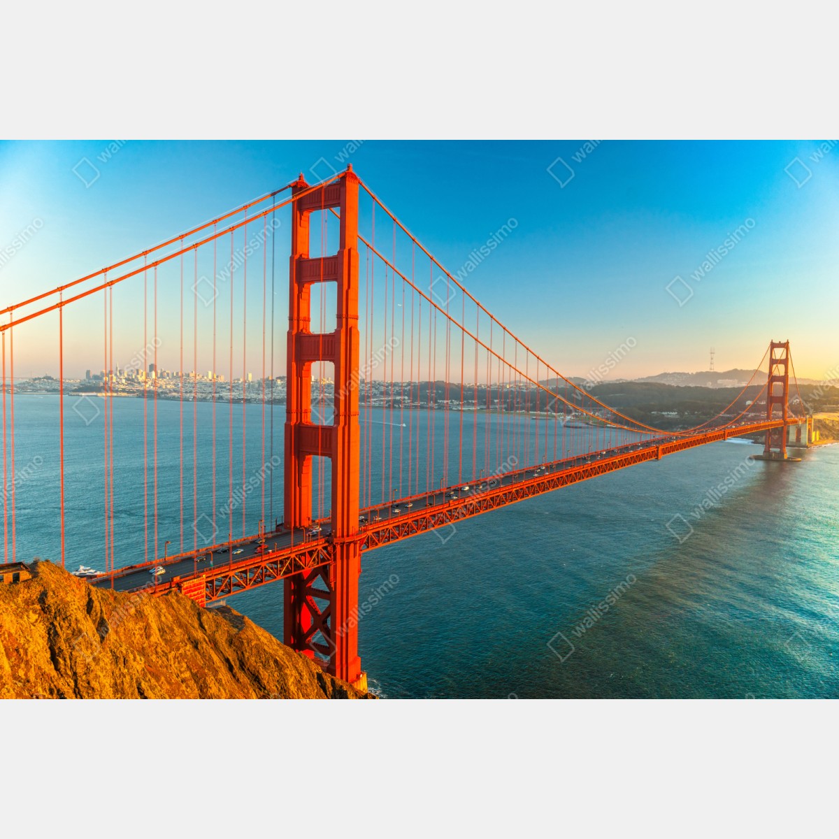 Repositionierbarer Aufkleber Golden Gate bei sonnenuntergang – Wallnifity® Repositionierbarer Aufkleber Golden Gate bei sonnenuntergang – Wallnifity®