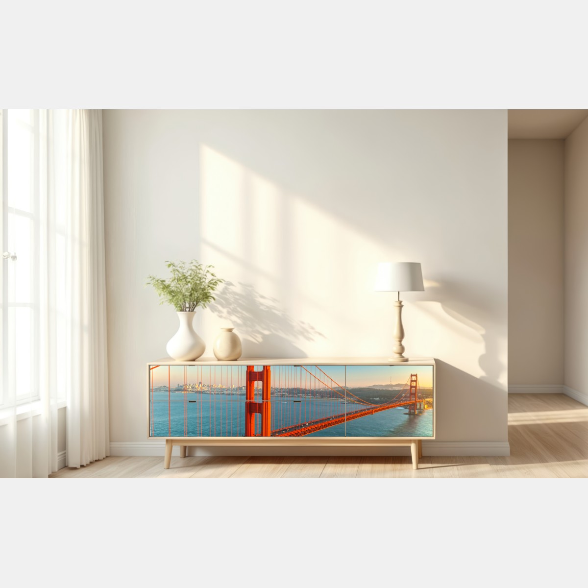 Repositionierbarer Aufkleber Golden Gate bei sonnenuntergang – Wallnifity® Repositionierbarer Aufkleber Golden Gate bei sonnenuntergang – Wallnifity®