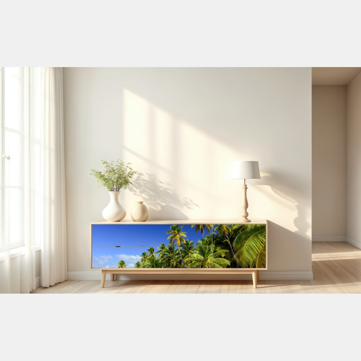 Repositionierbarer Aufkleber ruhiger tropischer strand in Punta Cana – Wallnifity® Repositionierbarer Aufkleber ruhiger tropischer strand in Punta Cana – Wallnifity®