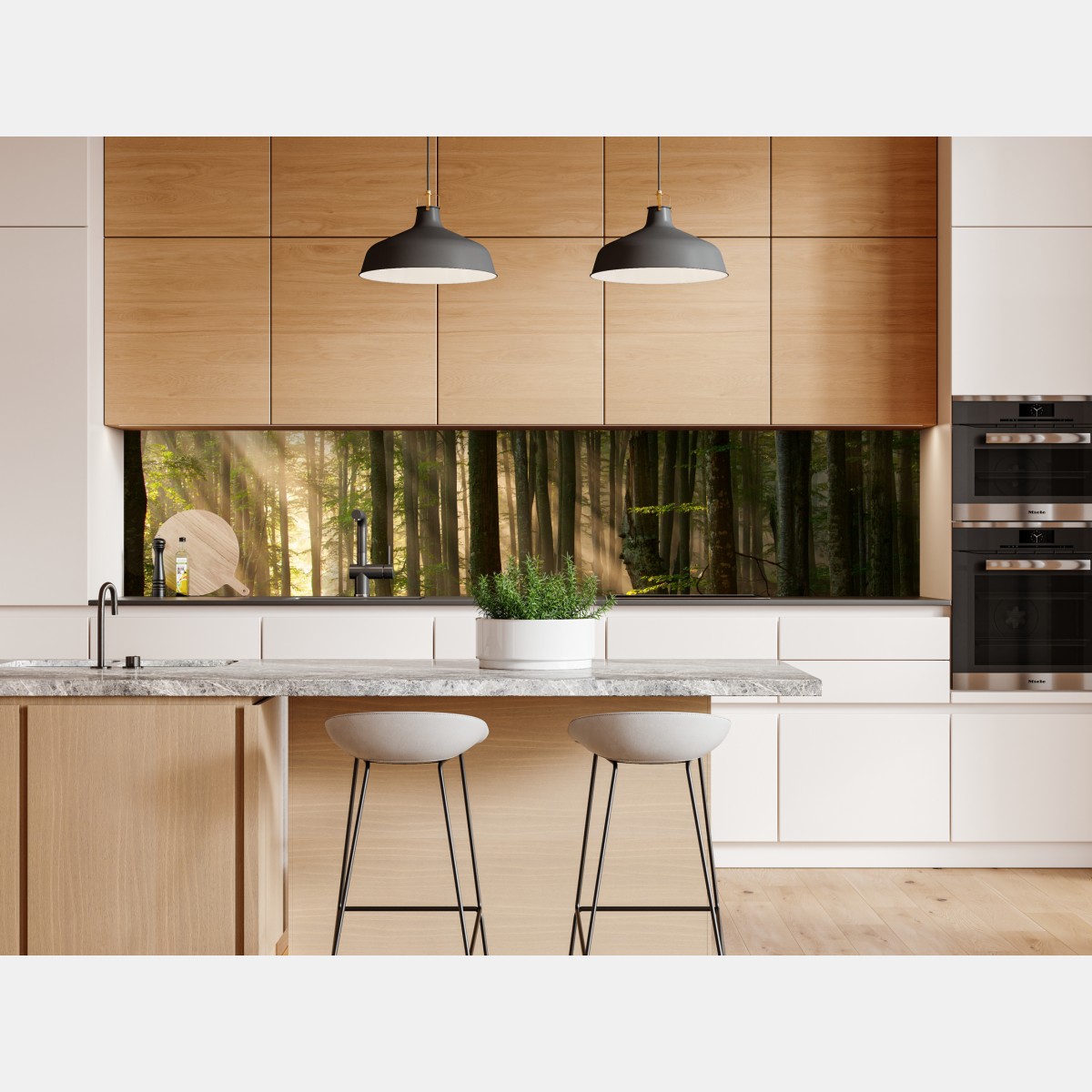 Repositionierbarer Aufkleber morgendliches licht im buchenwald – Wallnifity® Repositionierbarer Aufkleber morgendliches licht im buchenwald – Wallnifity®