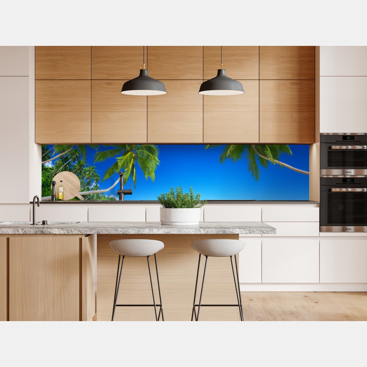 Repositionierbarer Aufkleber tropischer strand mit palmen – Wallnifity® Repositionierbarer Aufkleber tropischer strand mit palmen – Wallnifity®