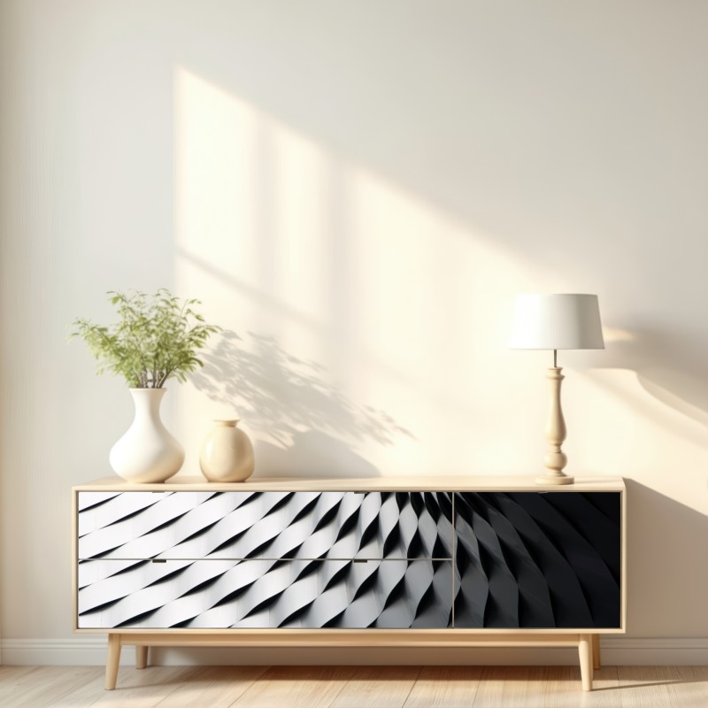 Repositionierbarer Aufkleber monochromes geometrisches metallmuster – Wallnifity® Repositionierbarer Aufkleber monochromes geometrisches metallmuster – Wallnifity®