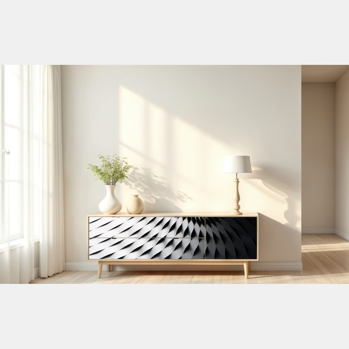 Repositionierbarer Aufkleber monochromes geometrisches metallmuster – Wallnifity® Repositionierbarer Aufkleber monochromes geometrisches metallmuster – Wallnifity®